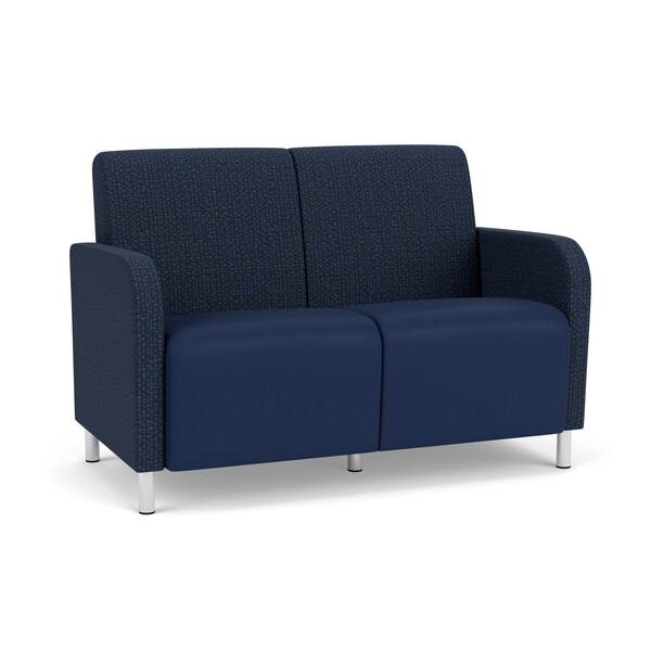 Lesro Siena 2 Seat Tandem Seating No Ctr Arm, Bru Steel, RF Blueberry Back, MD Ink Seat, RF Blueberry Panels SN2101 - main